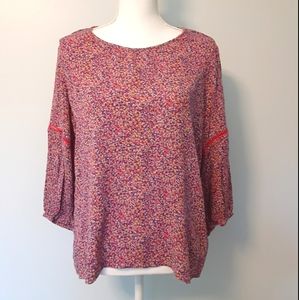 Pleione Floral Peplum Top Pink Medium